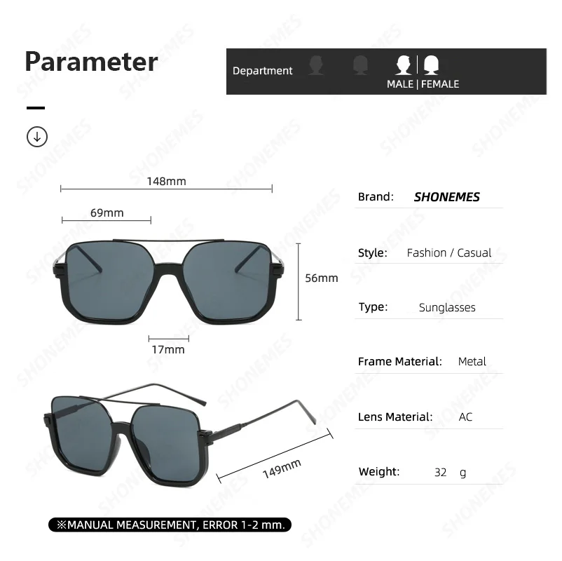 Женские винтажные солнцезащитные очки SHONEMES большие в полуоправе с защитой от