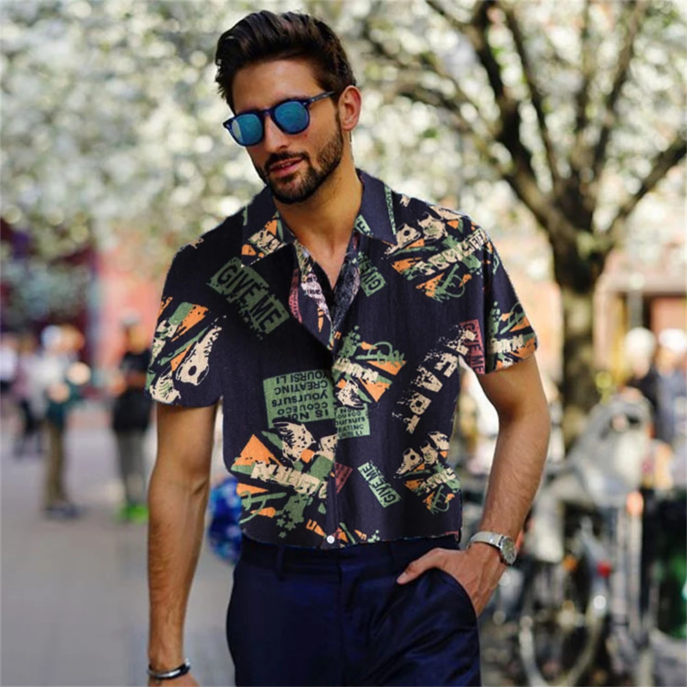 

Trendy Shirt For Men New Hawaiian Style Casual Lapel Top Summer Loose 3d Print Beach Nature Pattern Men's Shirt Loose Clothing