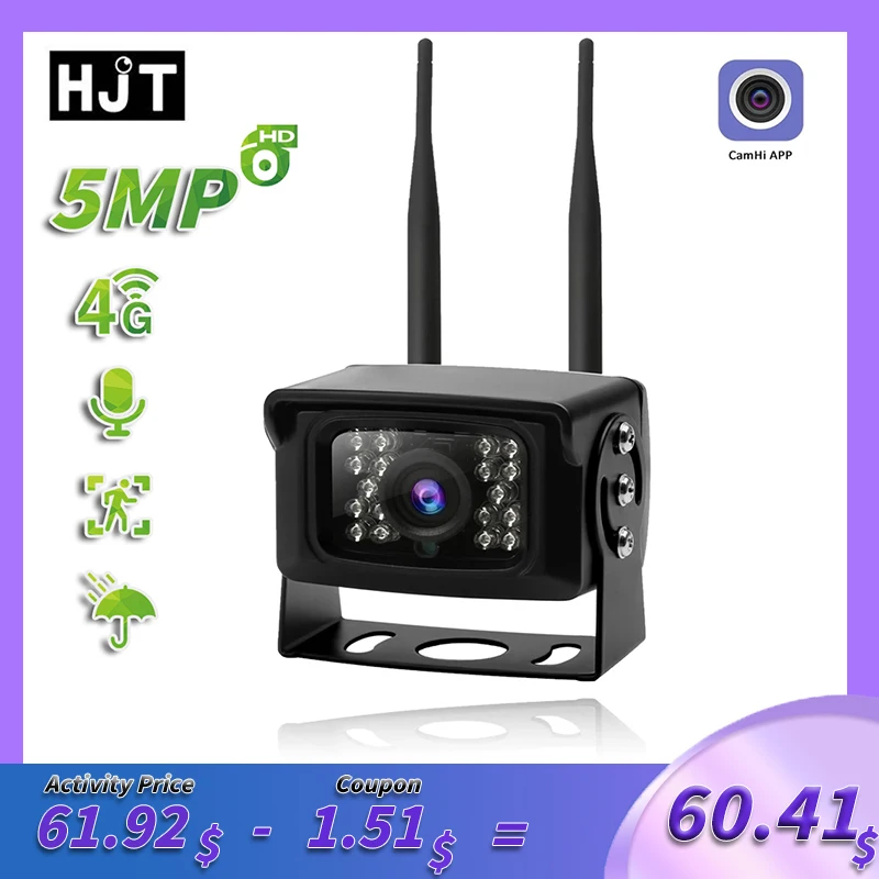 Водонепроницаемая IP-камера видеонаблюдения HJT Full HD нм 5 МП 4G SIM-карта Wi-Fi аудио ONVIF