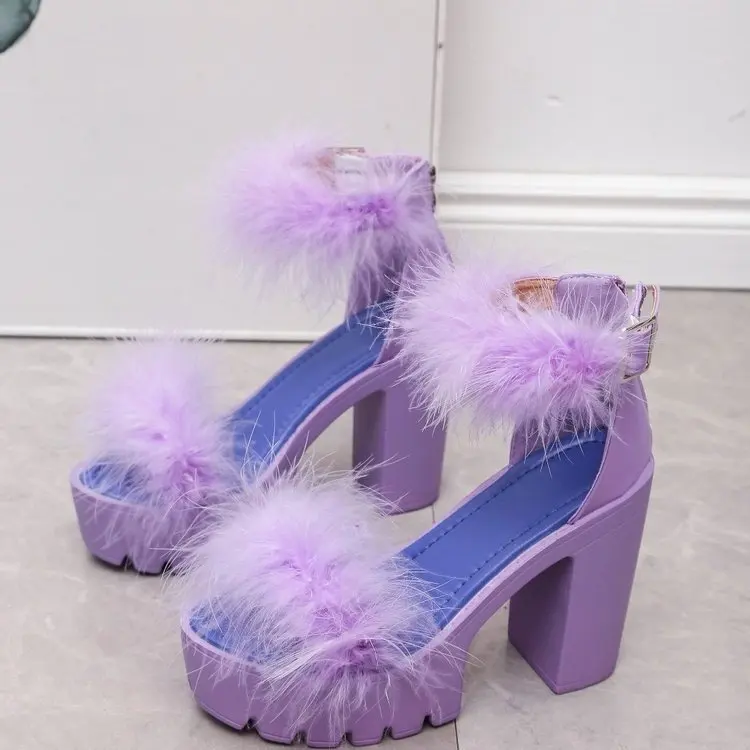 

Сандалии Женские однотонные на платформе, брендовые роскошные босоножки на устойчивом каблуке, с пряжкой и открытым носком, обувь на высоко...