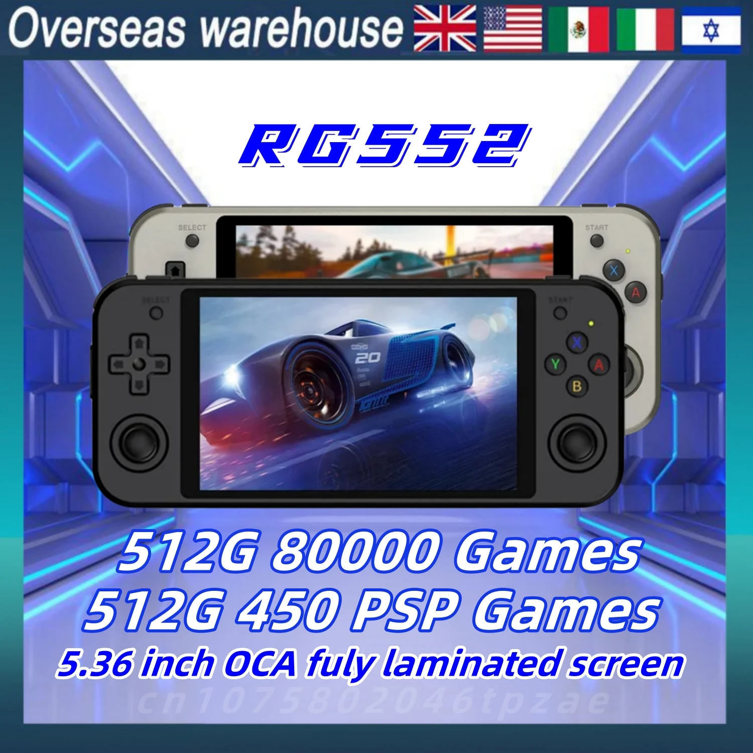 

ANBERNIC RG552 Original Retro Game 512G 80000 Games RK3399 PSP Console Dual Systems Android Linux 5.36 Inch IPS Touch Screen