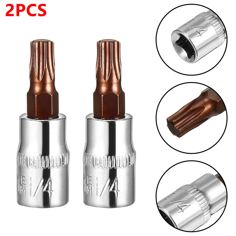 

2Pcs Socket Car Pratical Replacement T30 Bit Sockets Accessories High Quality Tool Torx Bit 1/4 1/4 Inch Drive