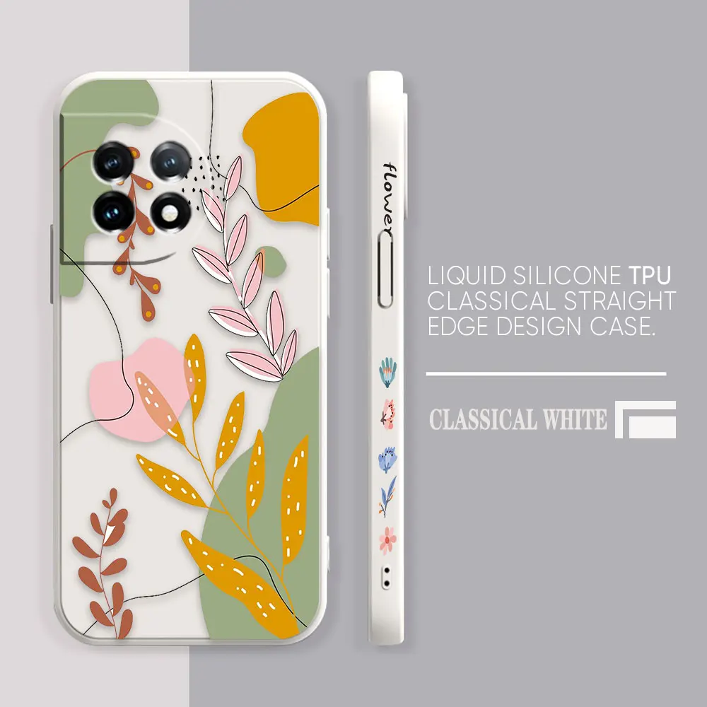 Phone Case For Oneplus 11 10 9 9R 8 8T 7 7T 5 5T 6 ACE 2 2V NORD Pro Liquid Case Funda Cqoue Shell Capa Summer Ice Cream Flowers