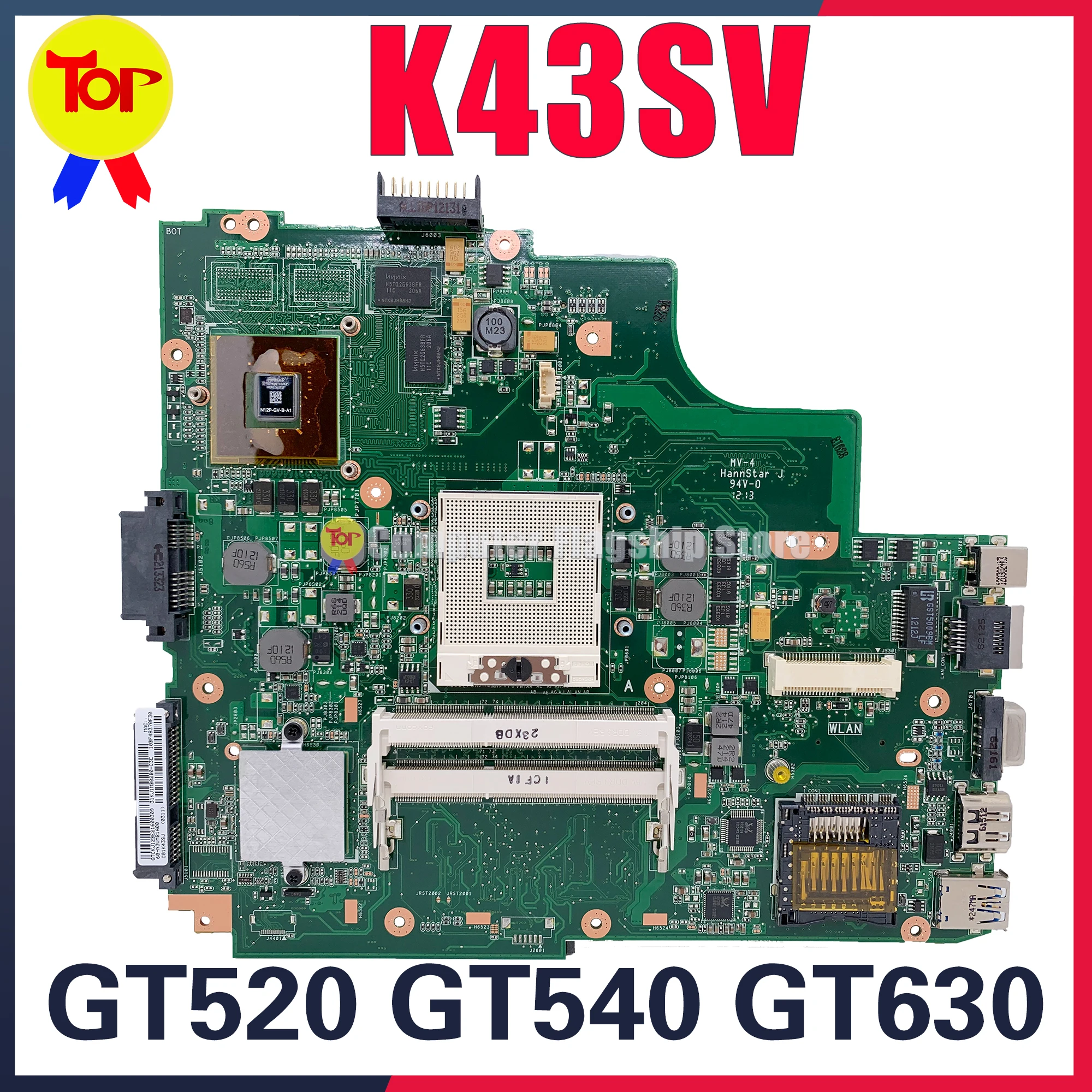 Материнская плата KEFU K43SV для ноутбука ASUS K43SJ K43SM K43S A43S P43SJ X43S HM65 GT520M GT540M GT630M, материнская плата 100% рабочий