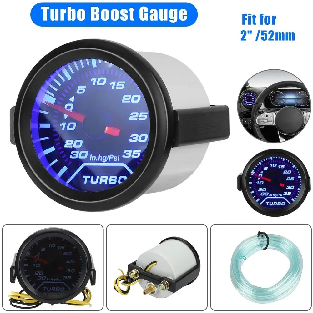 

52mm 2 Inch Car Turbocharged Pressure Gauge Instrument 0-35 PSI Adjustable Gauge Pressure Meter