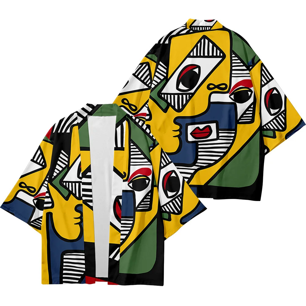 

Men and women Japanese kimono traditional art elements casual loose thin coat Asian kimono cardigan 1