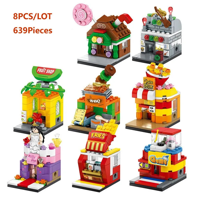 

SEMBO City Building Mini Street View Store Building Blocks 639Pieces 8Pcs/LOT for children's gift