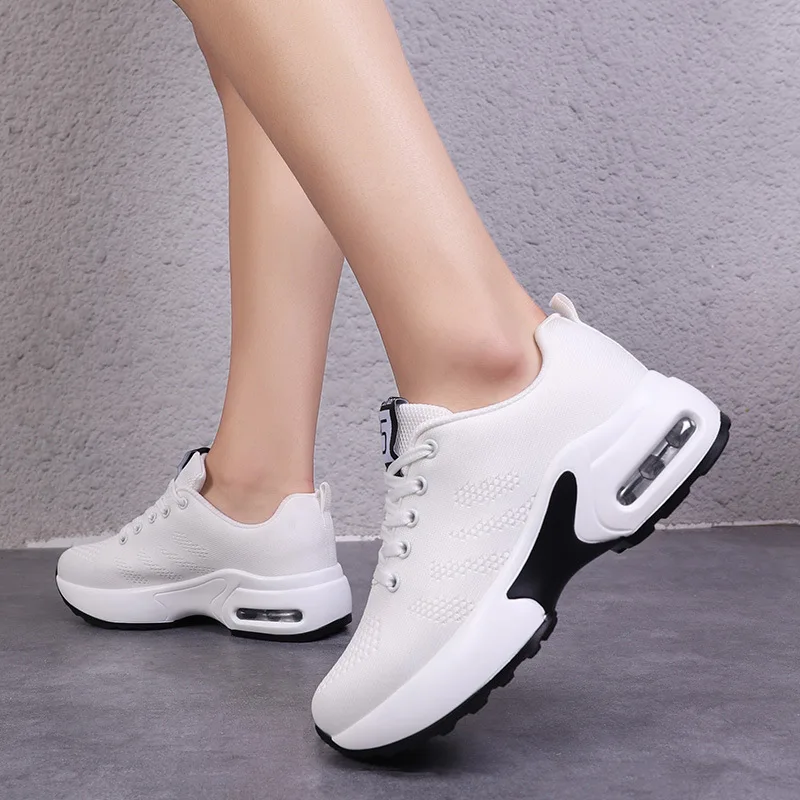 Trend Women's Chunky Sport Shoes Comfortable Air Chshion Anti-Skid Outdoor Walking Sneaker Cotton Lace Up Gym Training Footwear