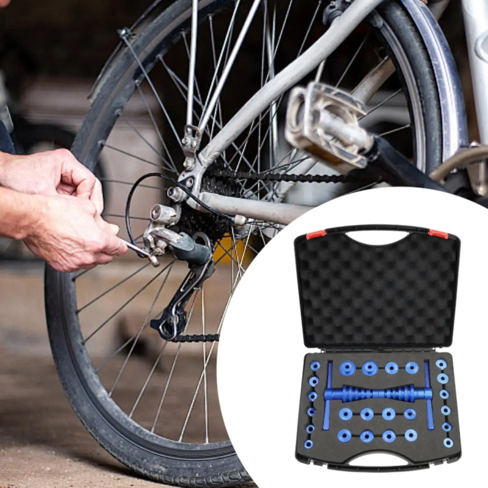 Набор для установки оси велосипеда синего цвета