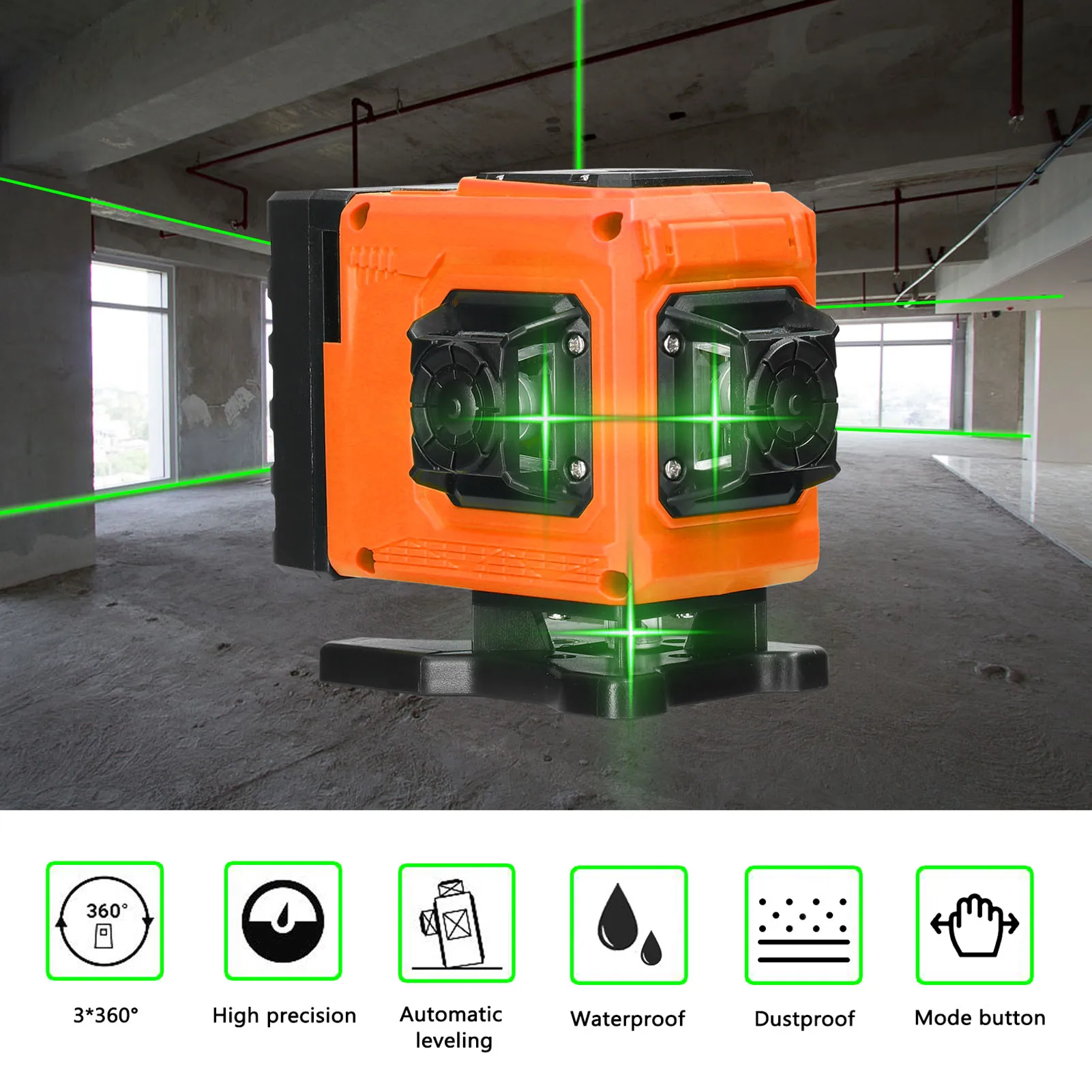 

12 Lines Laser Level 3° Self-leveling Machine Omnidirectional Ground Wall Sticker Rechargeable Multifunctional Leveling Tool