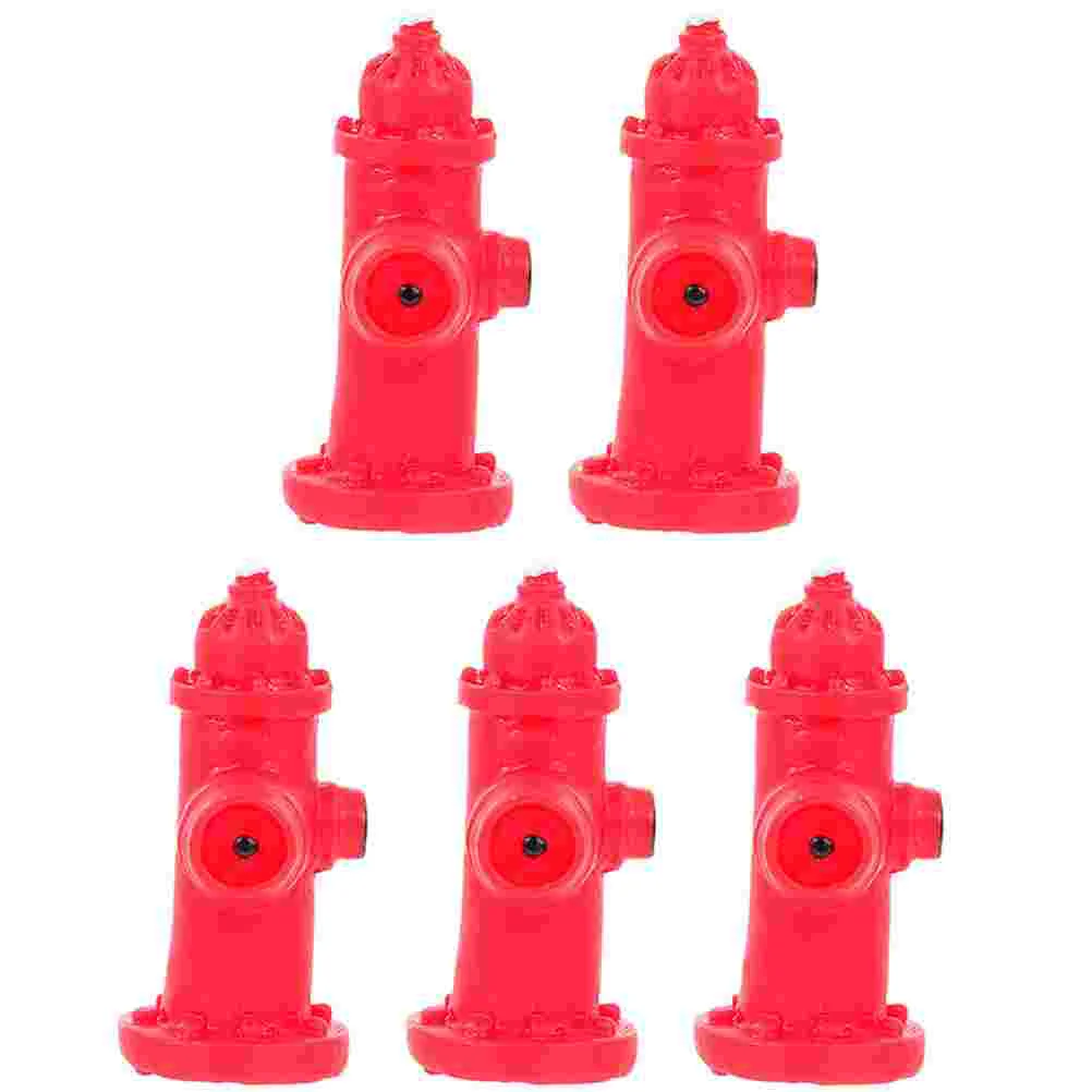 

5Pcs Fire Hydrant Statues Small Road Fire Hydrant Figurines Resin Fire Hydrant Models Traffic Signs