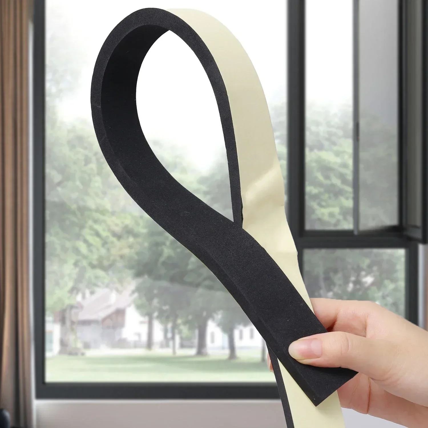 Резиновая самоклеящаяся губчатая уплотнительная лента 20/2 м черная пена EVA