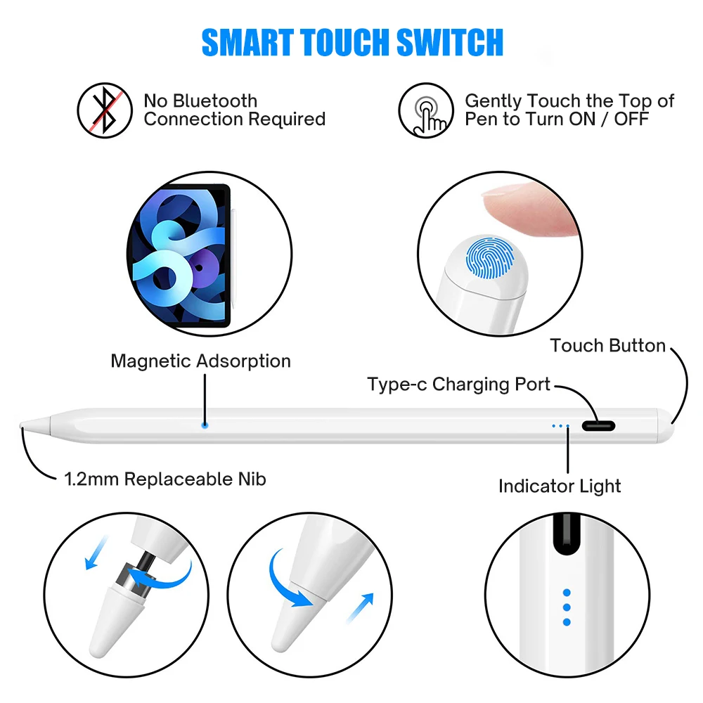 Стилус с дисплеем питания для Android iOS планшетов мобильных телефонов Samsung Xiaomi Lenovo