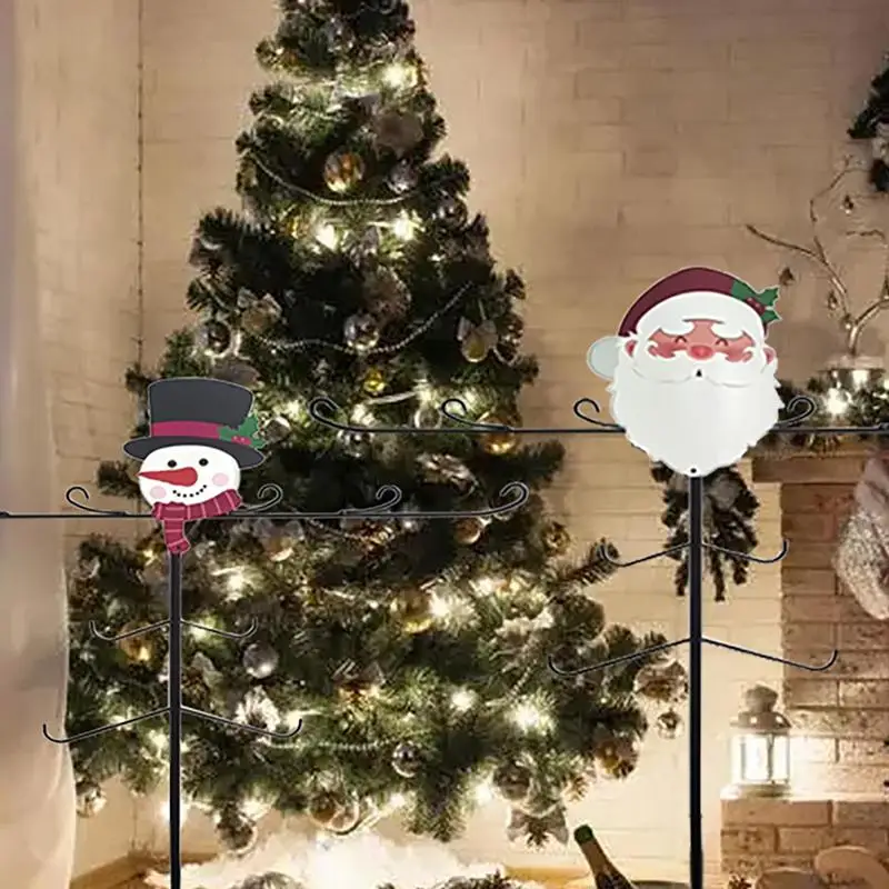 

Рождественская подставка для чулок, рождественские вешалки для чугунных чугунов, металлические вешалки с 10 крючками, снеговик, дерево S