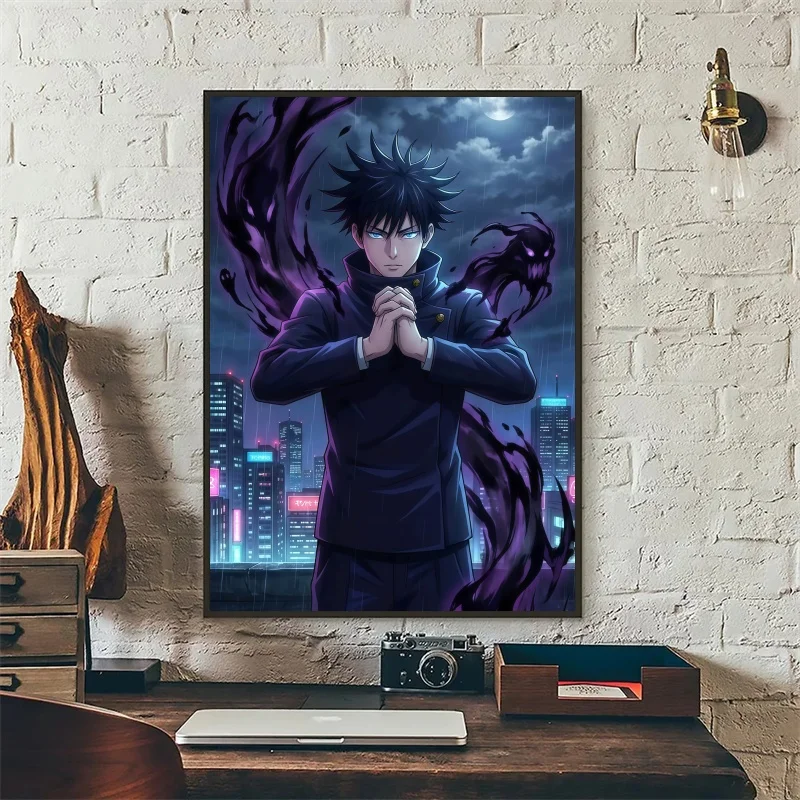 Фото Аниме-постер Jujutsu Kaisen с Фушигуро Мегуми и Инумаки Тоугэ, холст, настенное искусство для декора спальни и игровой комнаты №4