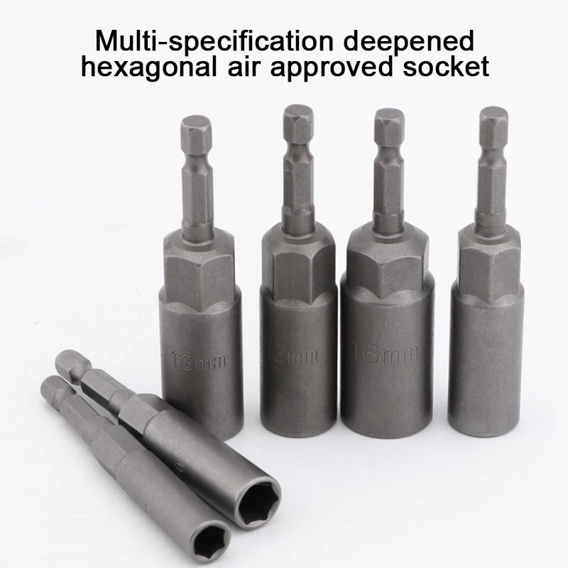 

6Pcs 6mm-17mm 80mm Length Extra Deep Bolt Nut Bit Set Metric 1/4 6.35mm Hex Shank Impact Socket Adapter For Power Tools