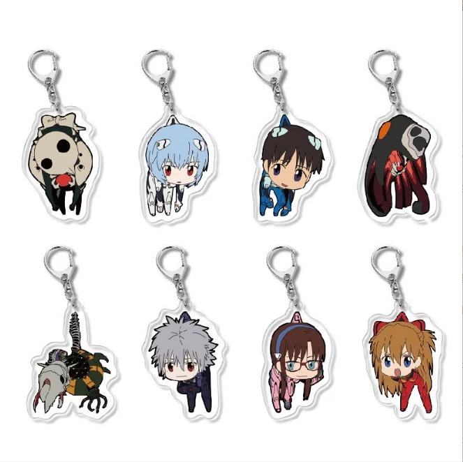 Anime EVA Keychain for Women Men Accessories Fashion Cute Bag Pendant Holder Key Chain Ring Acrylic Cartoon Friends Jewelry Gift