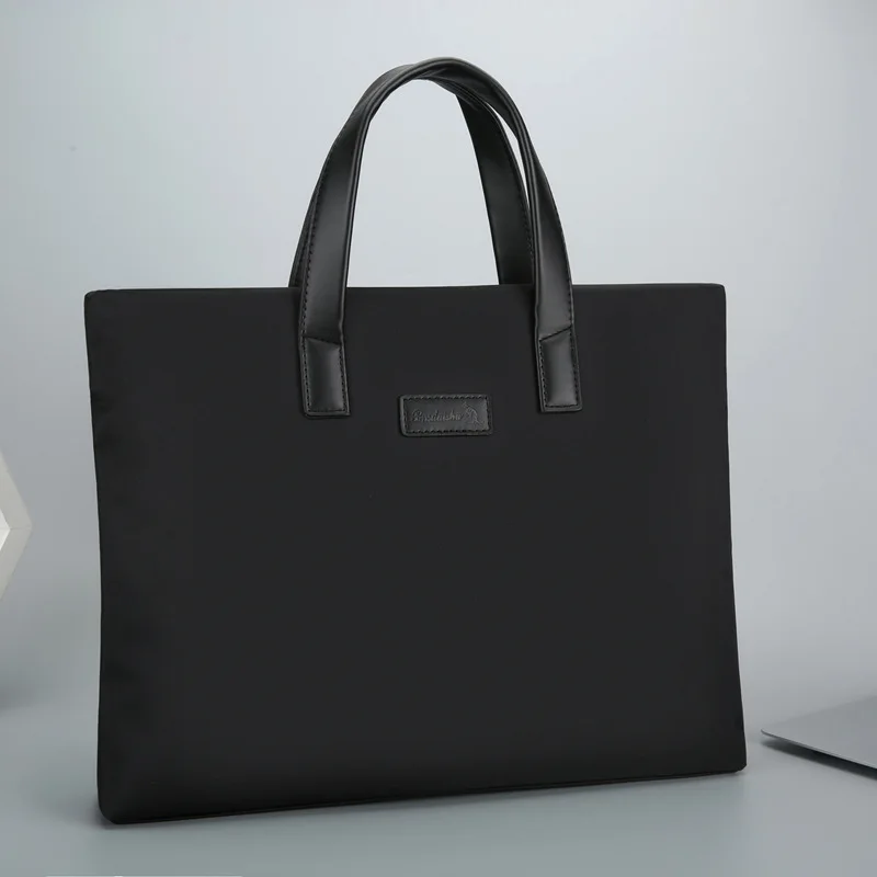 Men's Bag Handbag Briefcase Men's Horizontal Business Document Bag A4 Office Bag Portable Ultra-thin Computer Handbag Zipper Bag