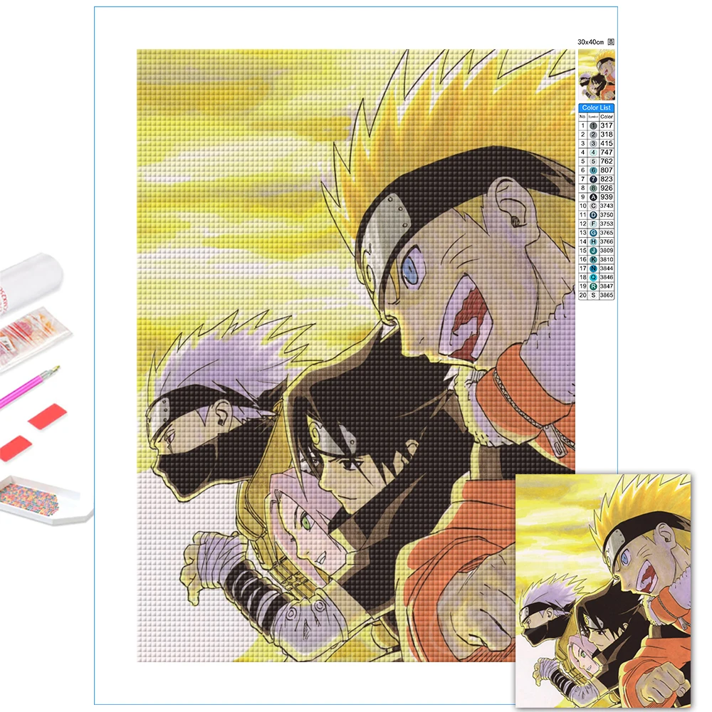 

Uzumaki Naruto Main Character Pictures Home Decor Diamond Embroidery Paintings Sasuke 5D Full Round Drill Anime Diy Cross Stitch