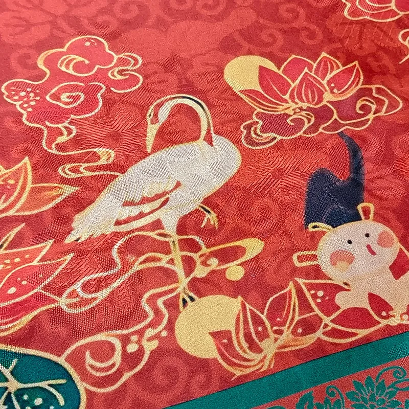 26 м красная пряжа с цветами Роза 100% шелк тутового шелкопряда брюки Чонсам жилет