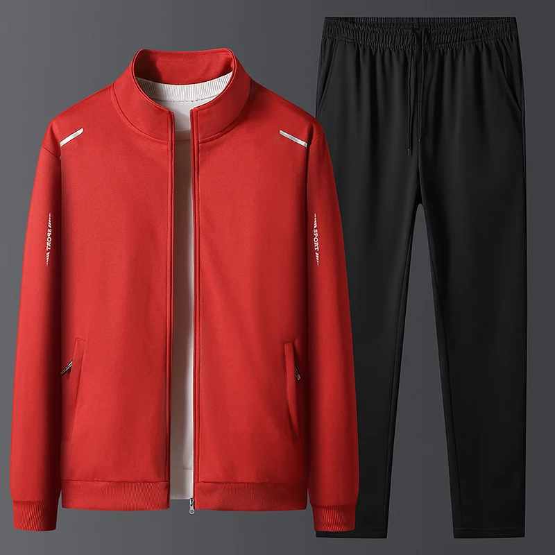 

New spring and autumn cardigan conventional men's long-sleeved casual sports set men's daddy national tide running shirt
