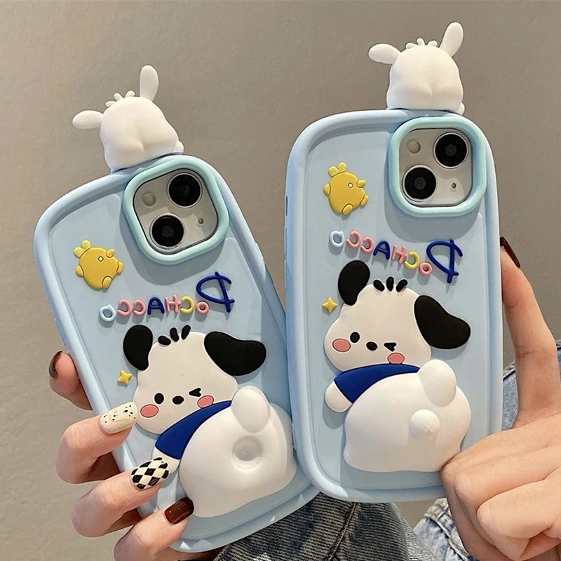 

3D Cartoon Disney Winnie The Pooh Sanrio Pochacco Phone Cases for IPhone 14 13 12 11 Pro Max 14 Pro Silica Gel Soft Cover Coque