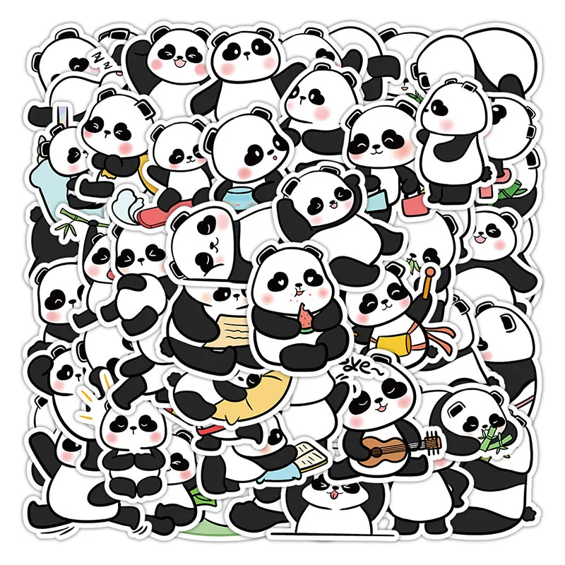 

50 Cartoon Cute Panda Ledger Stickers Pencil Case Notebook Suitcase Waterproof Children's Stickers KTTZ202