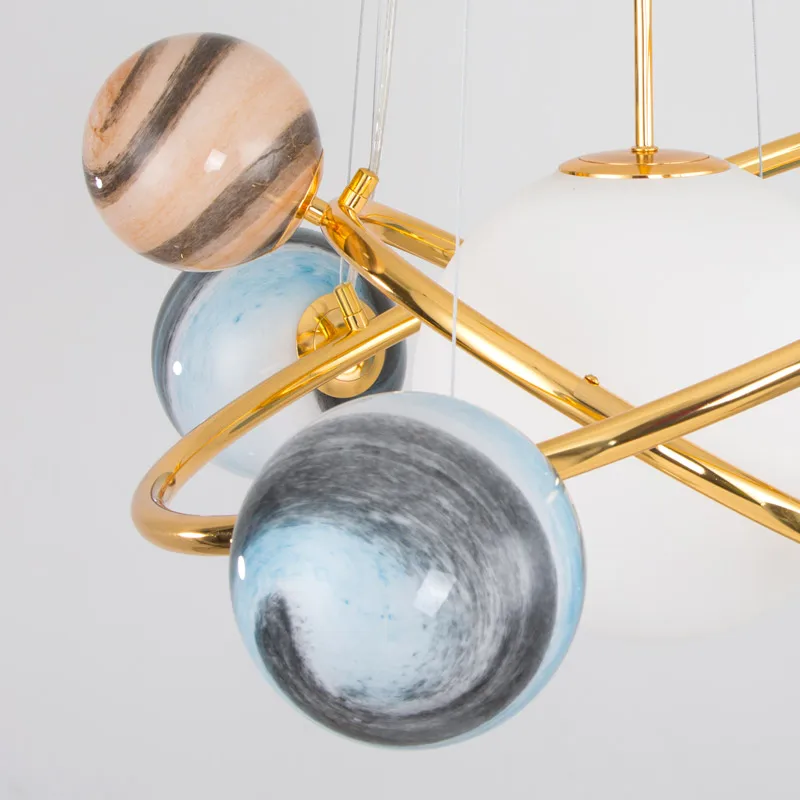 Светодиодный подвесной светильник со стеклянным глобусом люстра с планетой