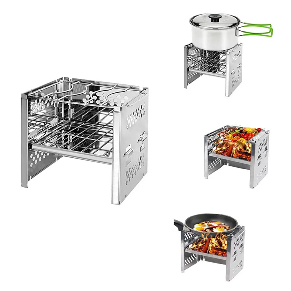 

1PC Wood Burning Stove Foldable Grill Barbecue Stove Camping Cookware for Camping Beach