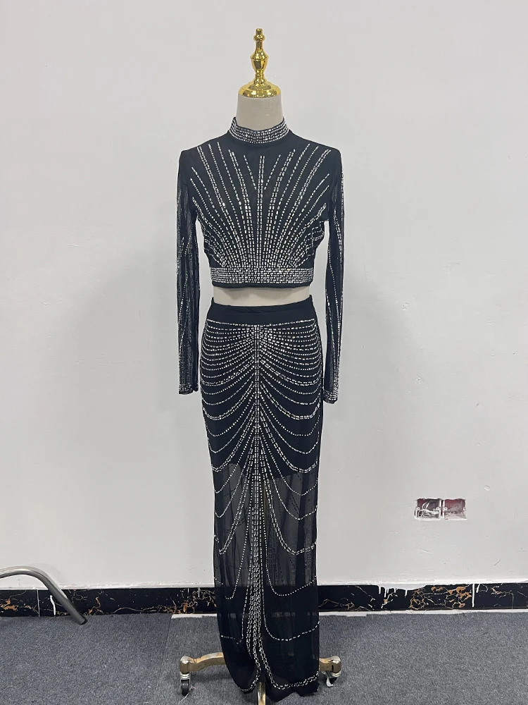 TWOTWINSTYLE Новый лоскутный комплект из двух предметов с бриллиантами для женщин топ