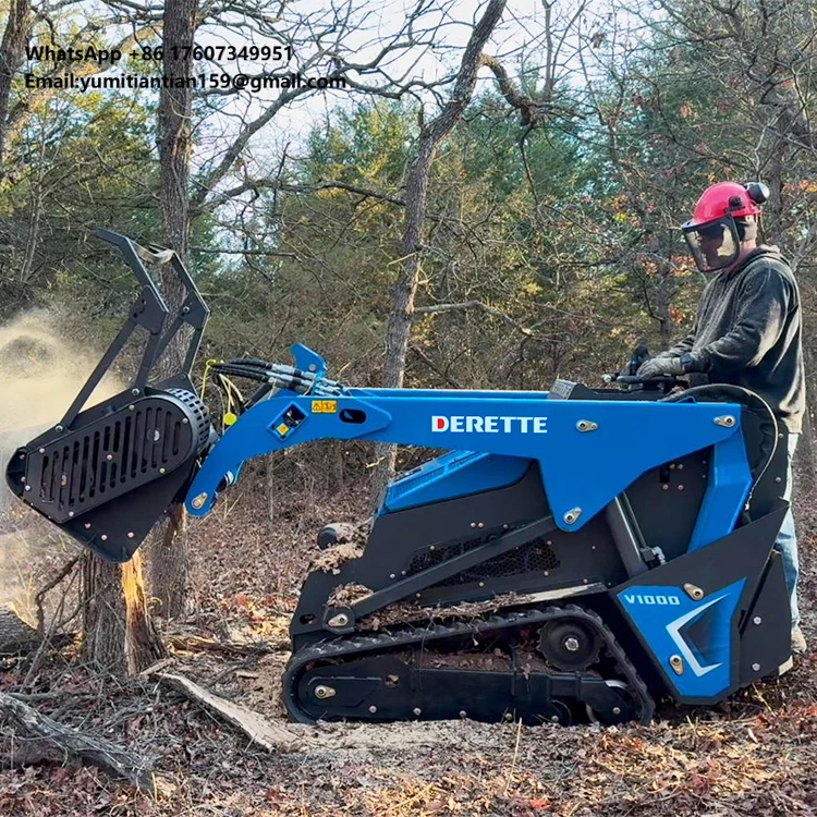 Фото Дизельный ход Behind Derette V1000 Мини-погрузчик с бортовым поворотом Kubota, подставка для двигателя на гусеничном погрузчике с лесным мультером для очистки щетки №1