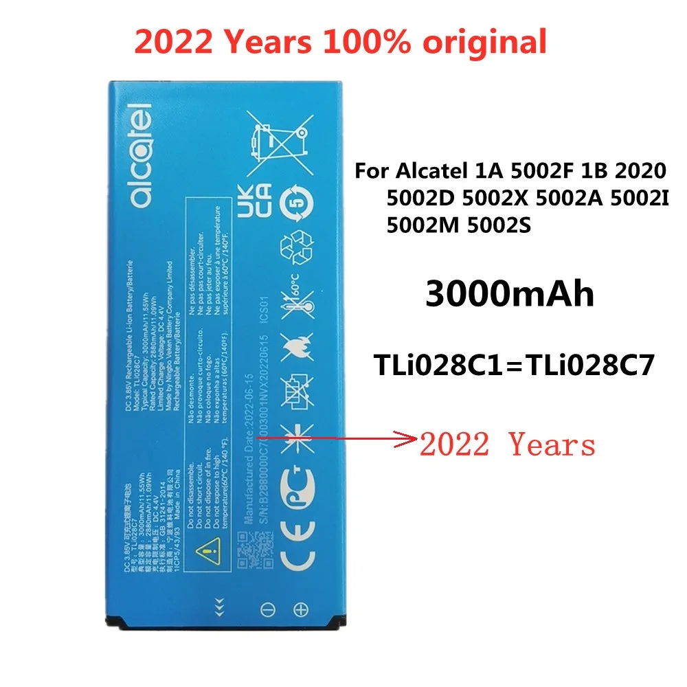 

2022 New Original Battery TLi028C1 TLi028C7 3000mAh For Alcatel 1A 5002F 1B 2020 5002D 5002X 5002A 5002I 5002M 5002S Batteries