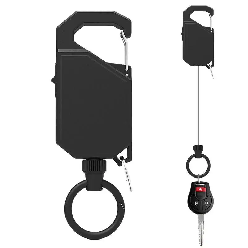 Retractable Keychain Heavy Duty Fishing Retainer Spring Telescopic Keychain Retractor Tool Lengthened Fly Fishing Key Chain Reel