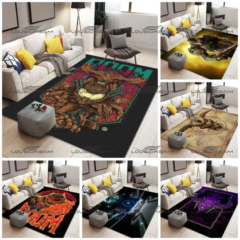 

3D декоративный ковер для игровой зоны, квадратные фланелевые игровые коврики Doom, современные домашние напольные коврики для гостиной, кове...