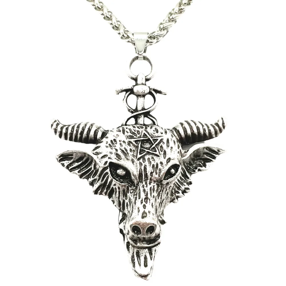 

WICCA Ram Amulet Talisman Goat Pendant Wiccan Pagan Pentagram Pentacle Jewelry Viking Ouija Animal Necklace Men Women Dropship