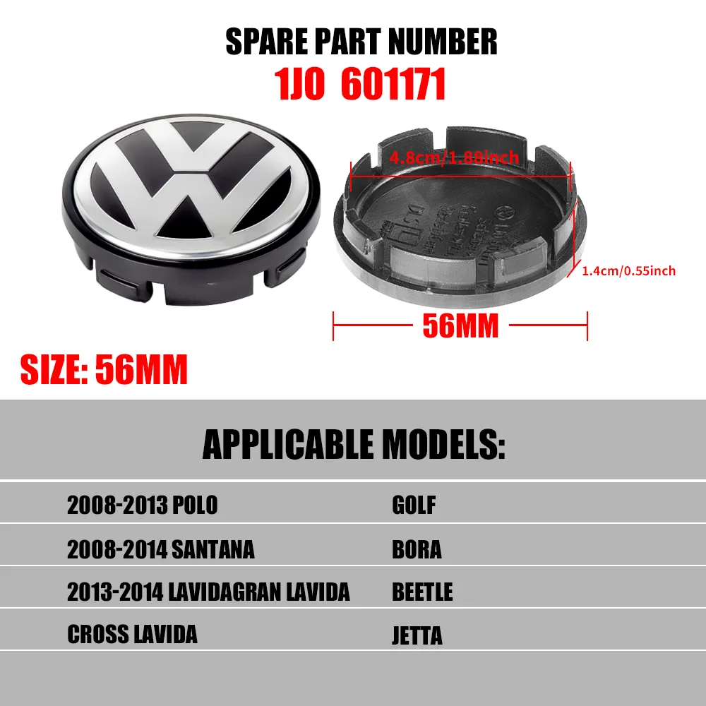 

4 шт., 56 мм/65 мм/66 мм, наклейки на центральную крышку колеса автомобиля, крышка ступицы для Volkswagen R Golf GTI Polo 1J 0601171 Аксессуары для авто украшения