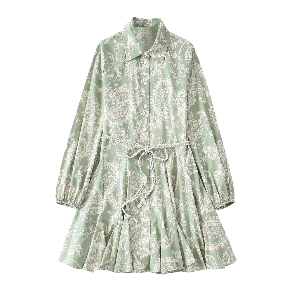 

Платье-рубашка женское на завязках, Элегантное повседневное шикарное модное на пуговицах, с отложным воротником и длинными рукавами, в стил...