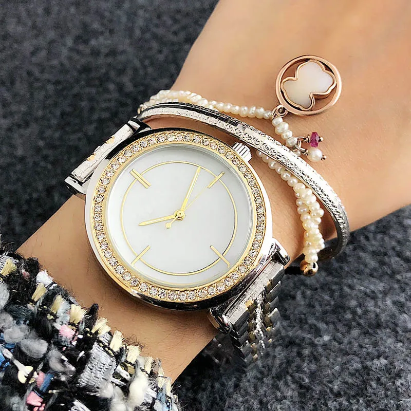 Brand Wrist Watches Women Girl Ladies Crystal Style Quartz Casual Steel Metal Band Clock m7087