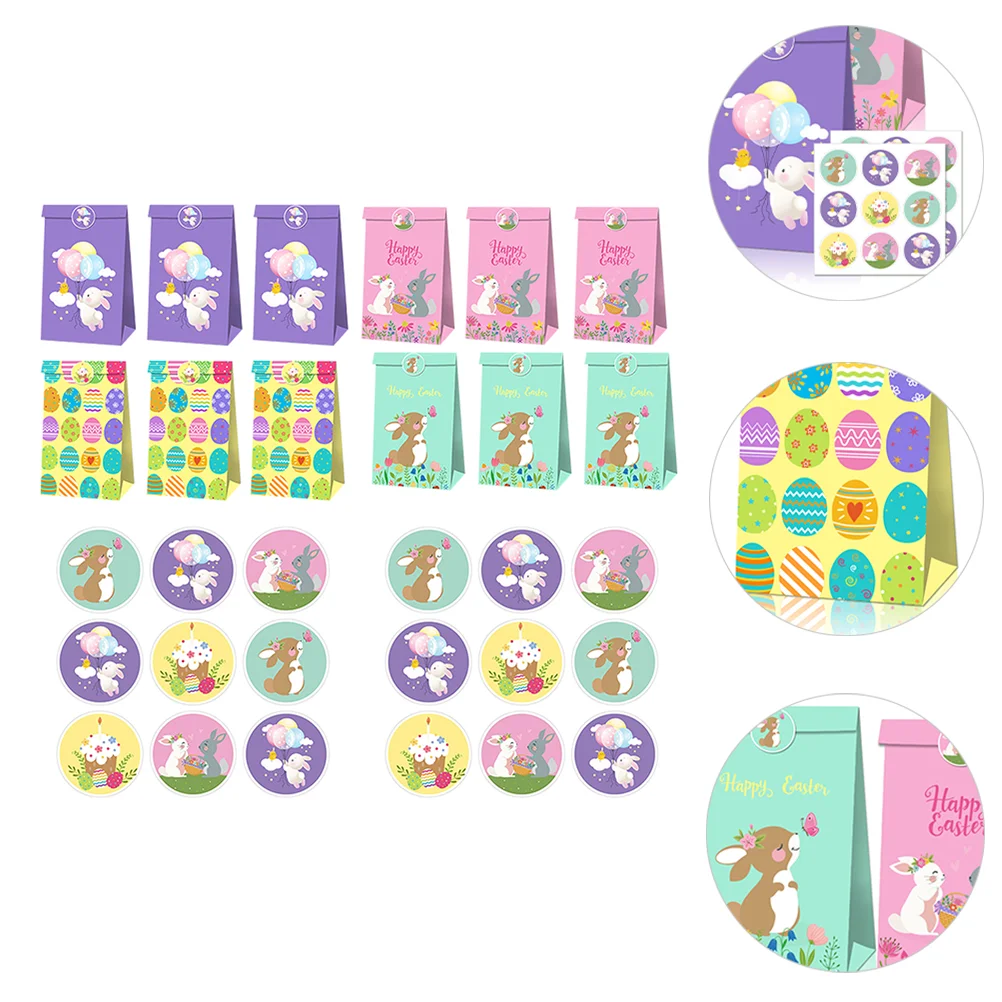 

Easter Bags Gift Bag Paper Rabbit Candy Kraft Cookie Favor Bunny Souvenir Labels Stickers Containers Basket Round Snack Boxes