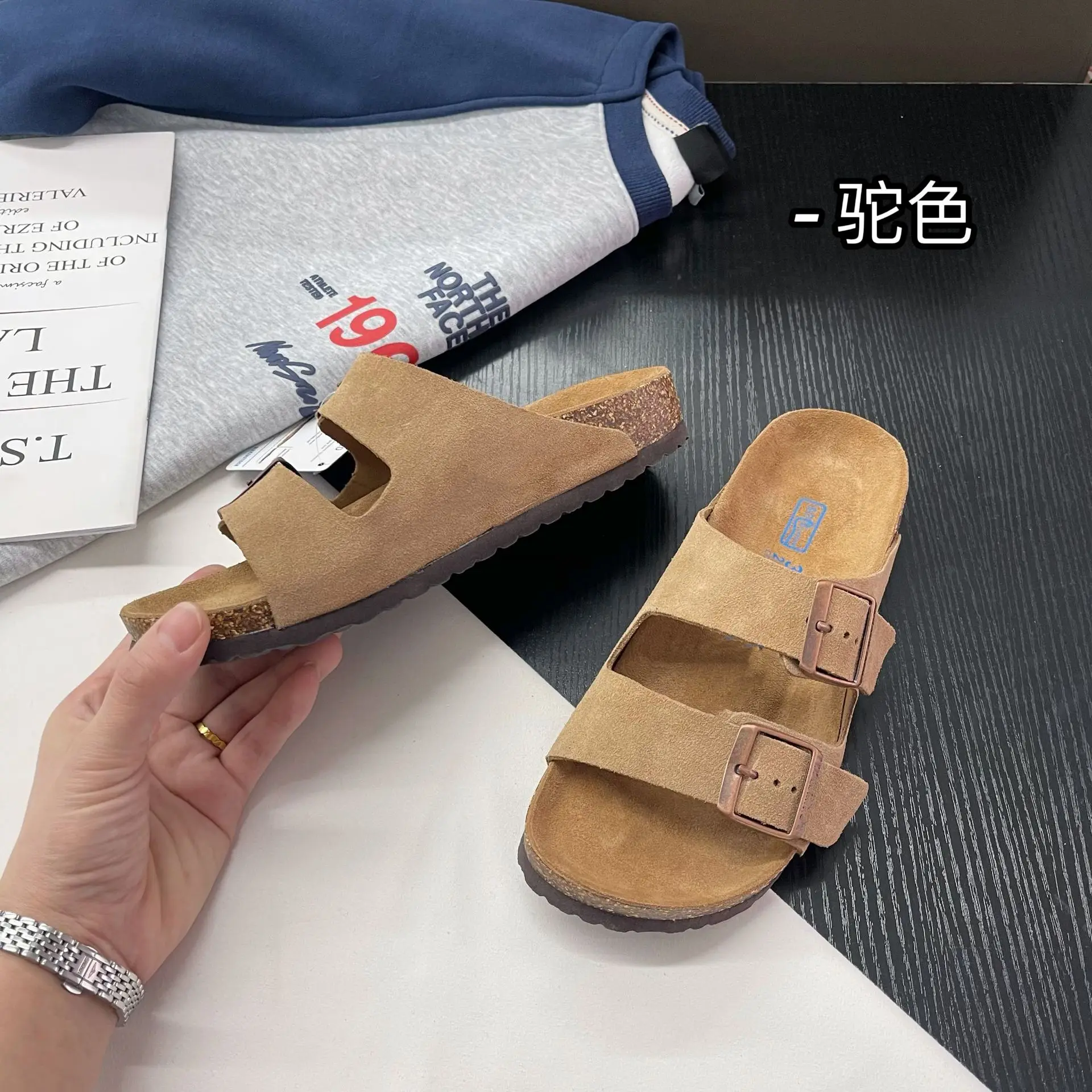 Real Leather Woman Flat Sandals Summer Women's Slippers 2023 New Fashion Man Casual Suede Luxury Brand Lovers Flat Shoes 35-44