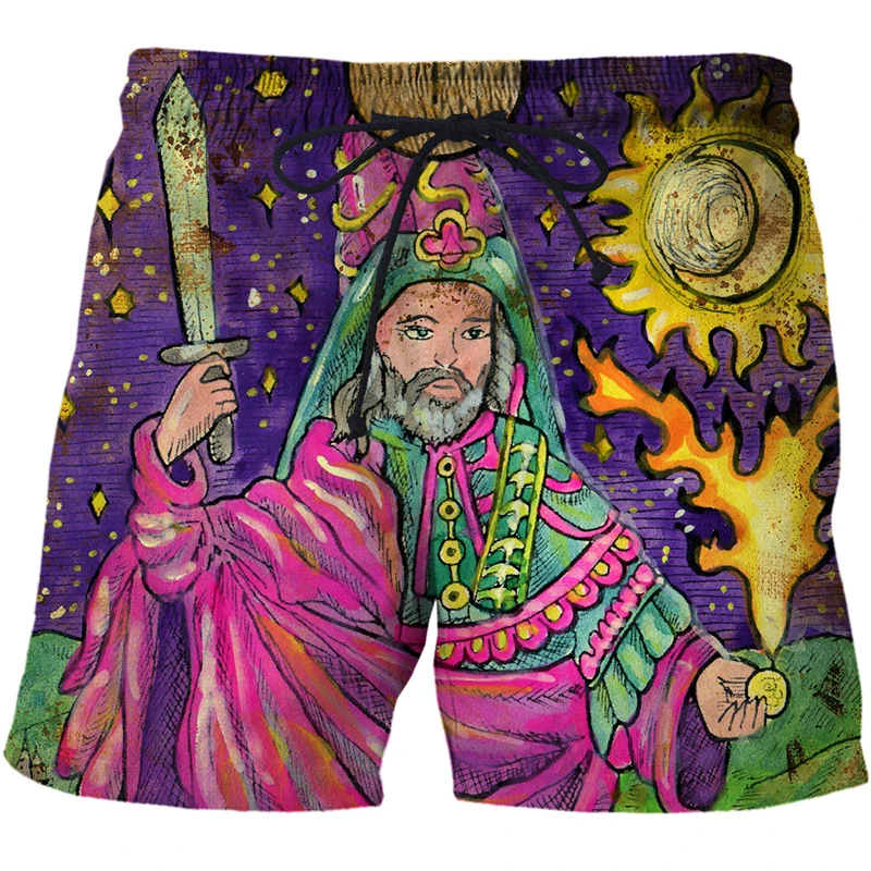 2022 new Cartoon mythological characters men's beach pants seaside comfortable casual shorts funny 3D printed shorts