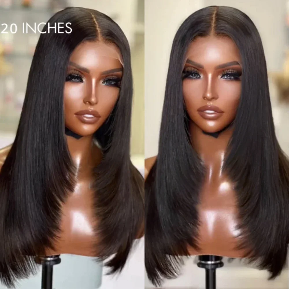 

Straight Layerd Lace Wigs 13x4 Lace Front Synthetic wig Layer Cut Wigs for Women Butterfly Haircut Wig cosplay wigs