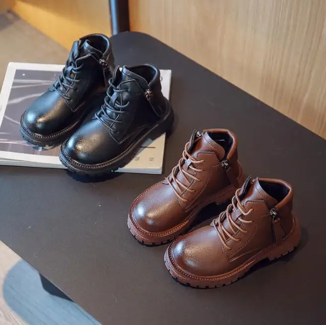 

Toddlers Kids Tide Boots Autumn Winter Warm Thick Cotton Boys Girls Snow Boots Little Children Leather Cotton Fashion Boots