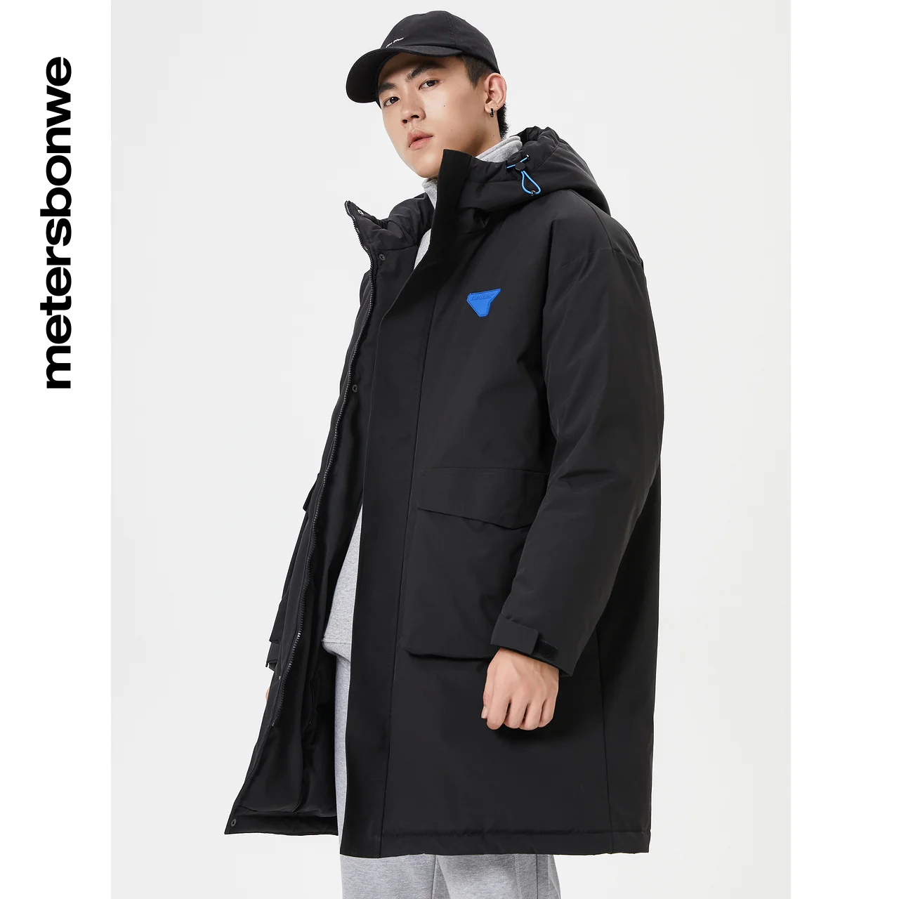 Metersbonwe Long Down Jacket Men Winter 80% Gray Duck Down Hooded Men Anti-snow Winter Down Coat Brand Loose Outerwear Warm Coat