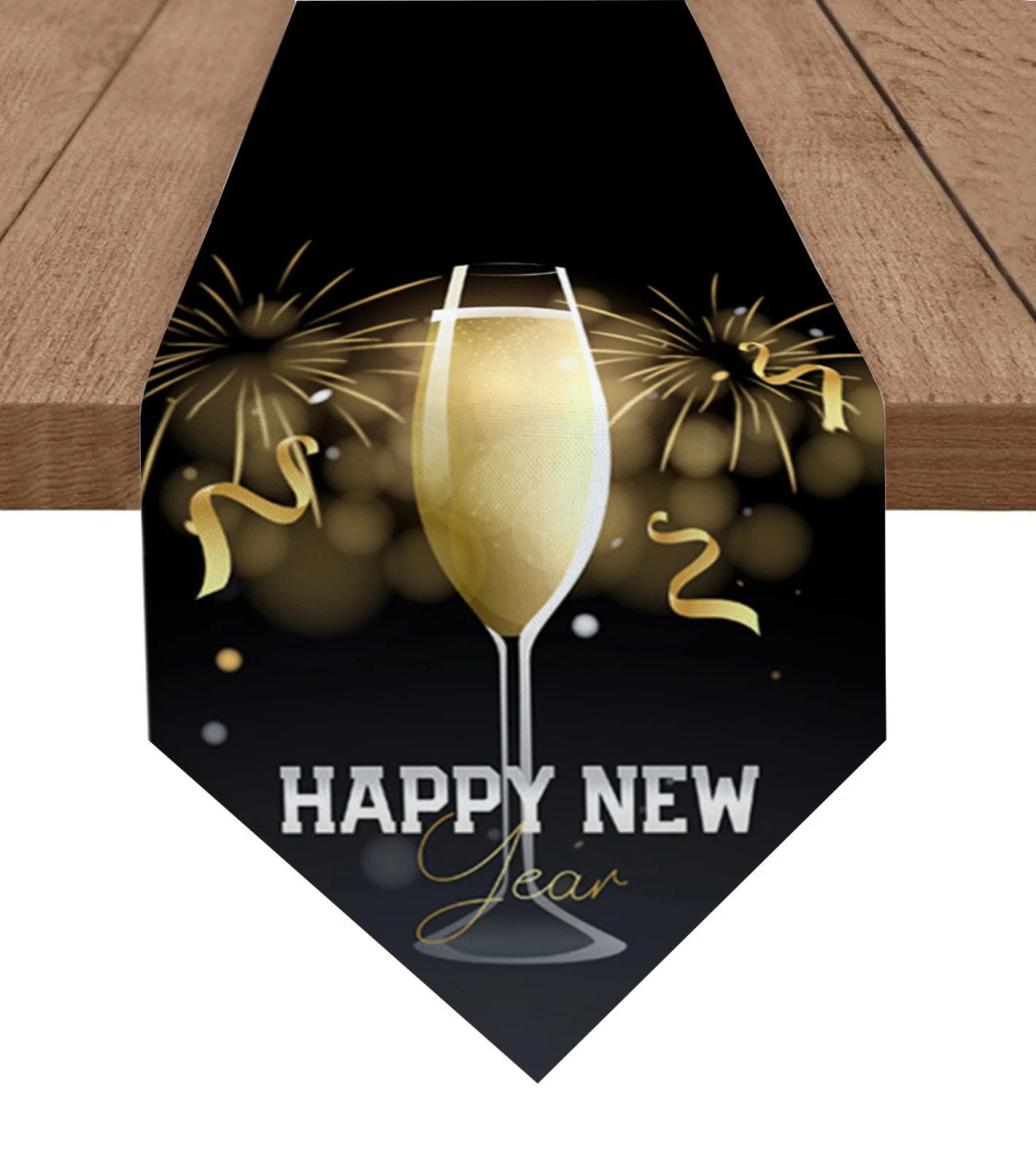 

Winter New Year Champagne Fireworks Table Runners Holiday Wedding Decor Dinning Table Cover Christmas Decorations Table Cloth