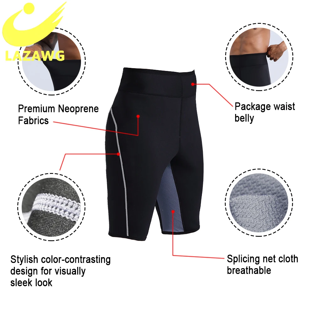 LAZAWG Men Sauna Sweat Suit Set Tops + Pant Body Shaper Shorts Slim Neoprene Shapewear Waist Trainer Vest Workout Shirt Fat Burn