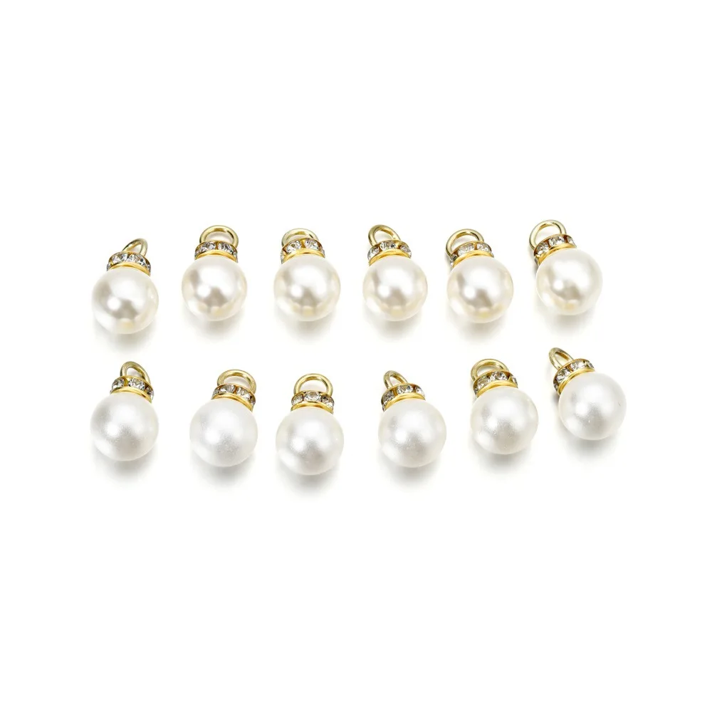 

10Pcs Round Beads ABS Imitation Pearl Alloy Charms Pendants for Bracelet Necklace Jewelry Making DIY Earrings Findings