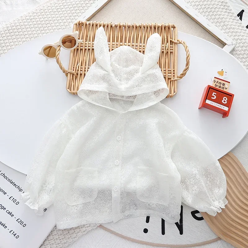 Защитная одежда для девочек от солнца дышащее тонкое пальто с милыми кроличьими