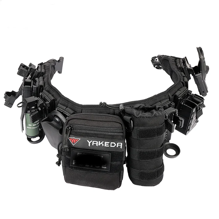 

YAKEDA black padded patrol lightweight MOLLE 11-pieces set bag police duty utilit waist belt with pouch