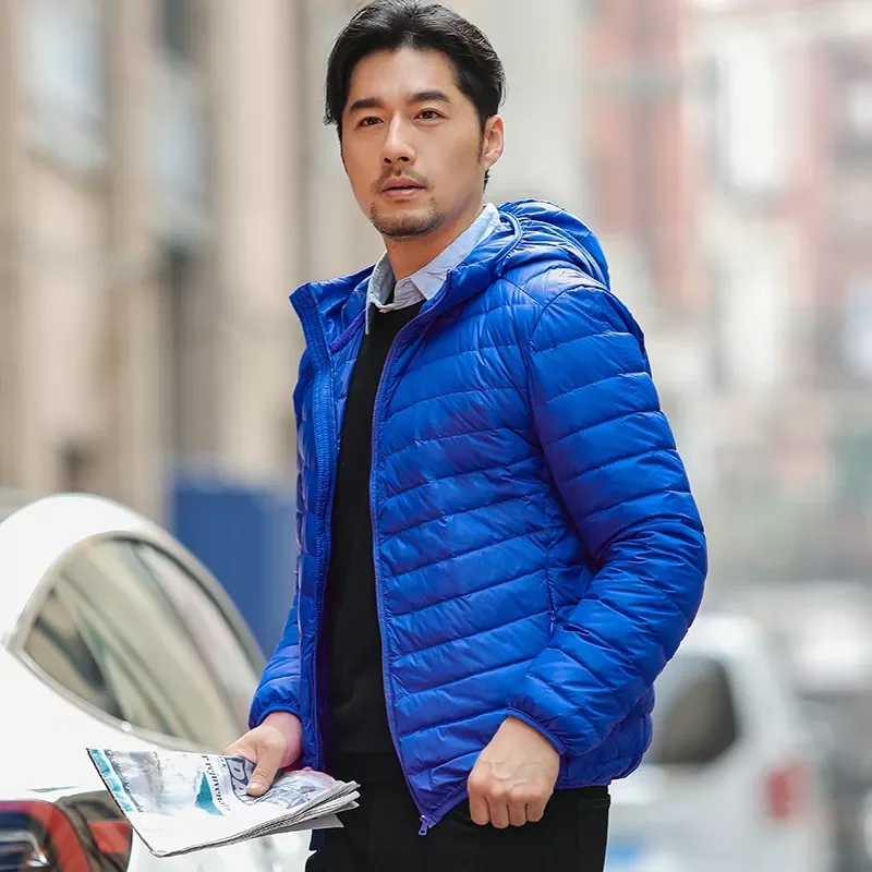 Ultralight Down Coat Portable Slim Down Parkas Men Winter Coat Fashion Hooded White Duck Down Jackets